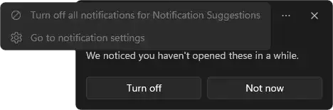 Notification Suggestion after clicking ...