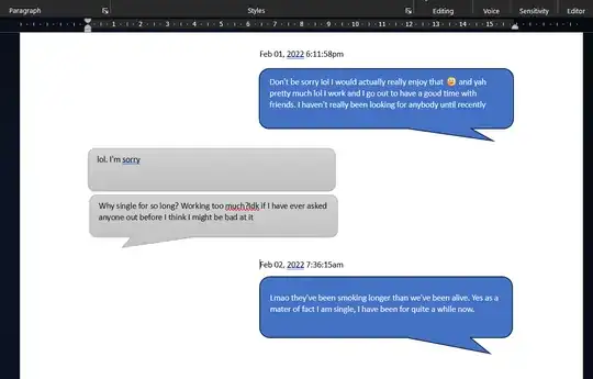 Example imessage messages from MS Word