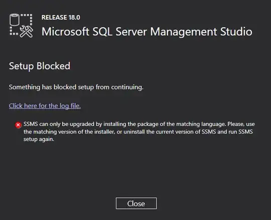 SSMS Uninstall error