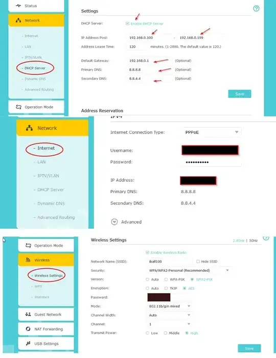 Main router settings