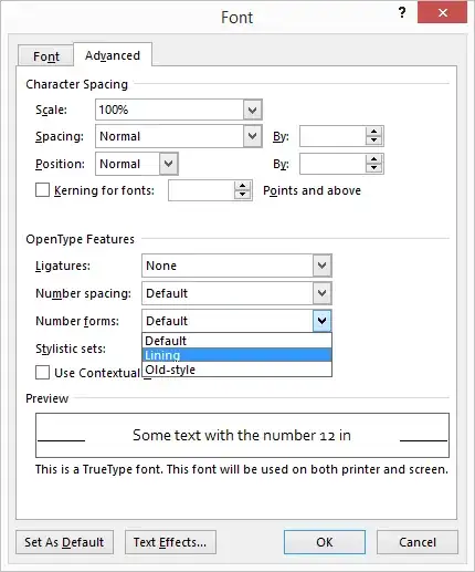 Screenshot form Word