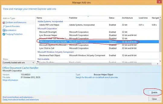The offending add-on, and Enable button