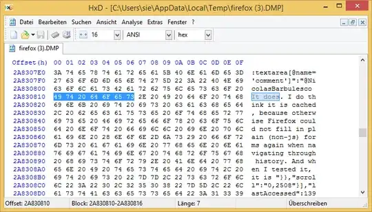 HxD for searching the dump
