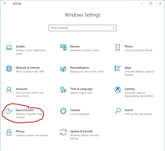 Settings -> Ease of Access