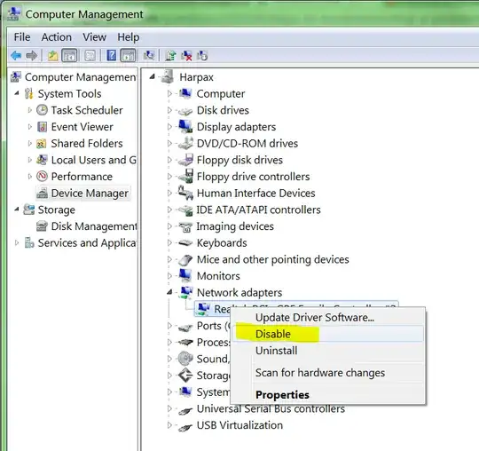 screenshot of disabling devices