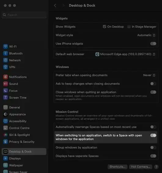 System Settings MacOS14