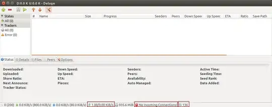 Deluge screenshot with marked described features