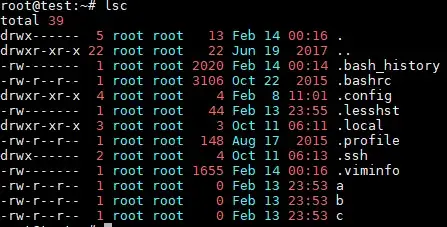 Screenshot of coloured output