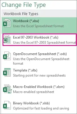 Excel 97-2003 Workbook format
