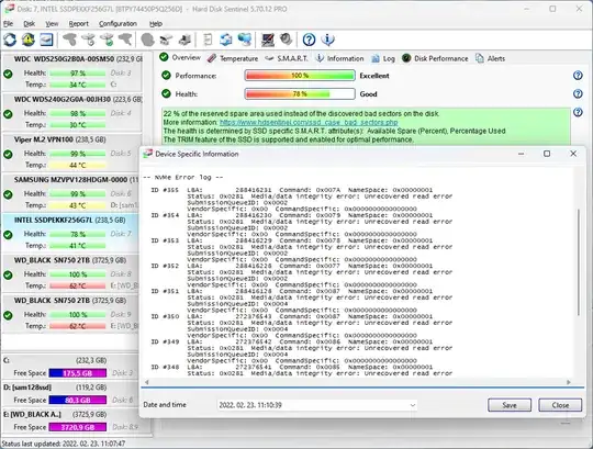 Disk: 7, INTEL SSDPEK... - Hard Disk Sentinel