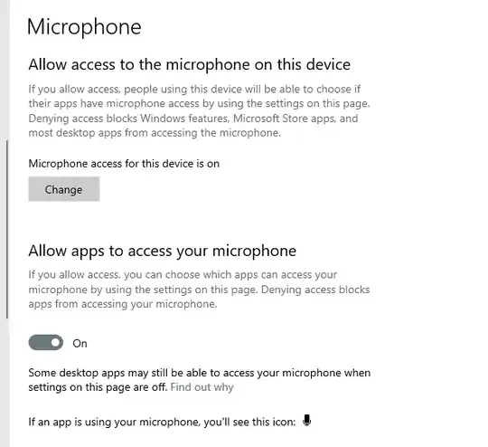 Screenshot of setting