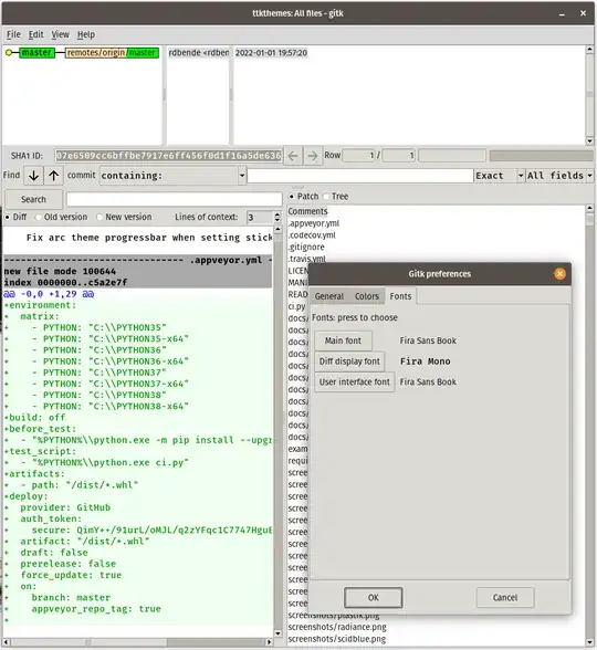 gitk font settings screenshot