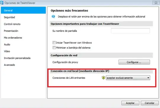 screenshot of TemViewer configurations
