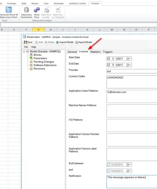 Configure authorised access on Excel model
