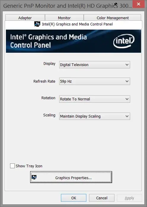 intel rotation setting in screen resolution control panel