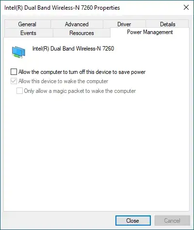 Network power settings