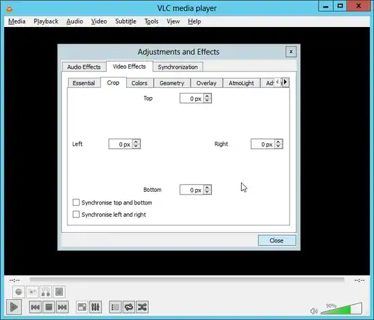 screen image of the crop tool
