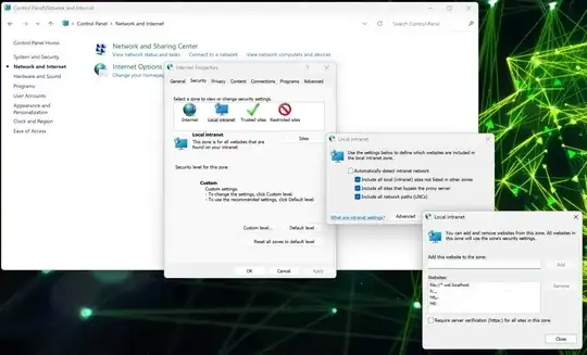 screenshot of dialogs leading to that location