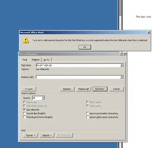^w is not a valid special character