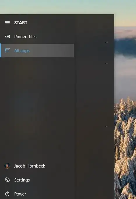 getting to the app list section
