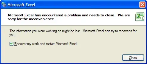 Microsoft Excel has encountered a problem and needs to close.