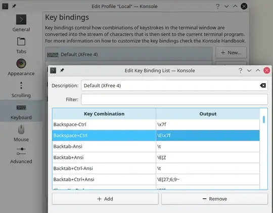 Konsole Key Binding List