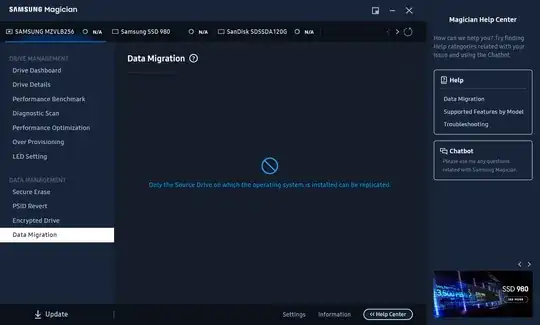 samsung magician source drive restriction