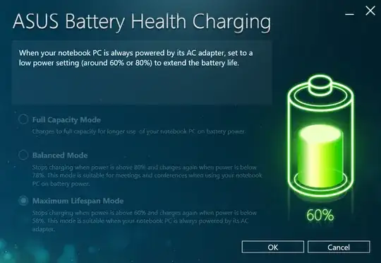 ASUS Battery Health Charging screenshot