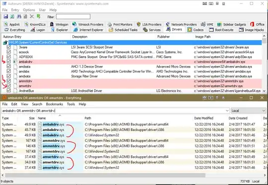 Autoruns and Everything showing these drivers are from AOMEI Backupper