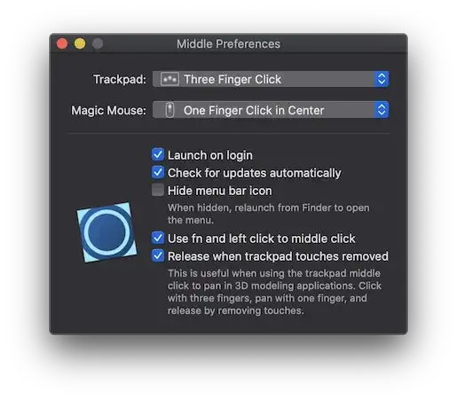 Middle app preferences