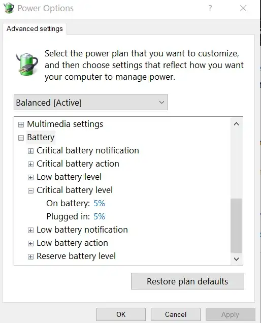 Adjust Critical Level to 5%