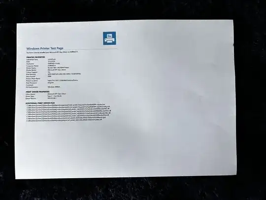 test page with Microsoft IPP Class Driver