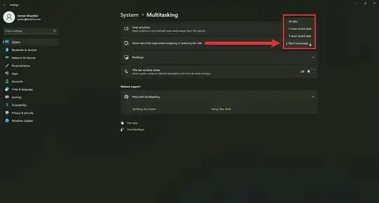 Select Don’t show tabs when using Alt Tab