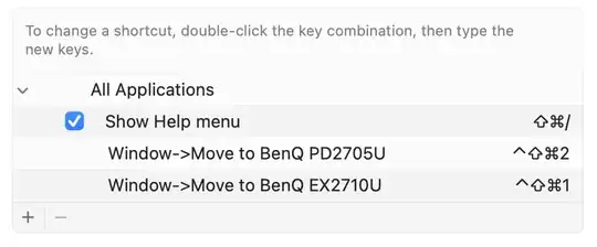 Sample configured shortcuts