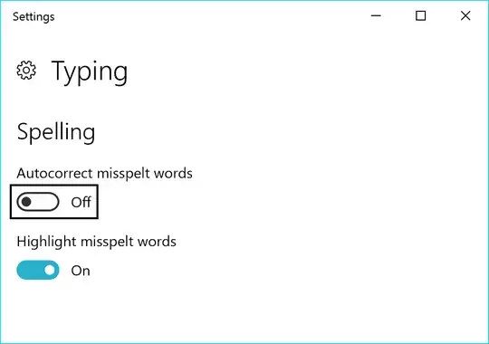 Systemwide autocorrect disabled