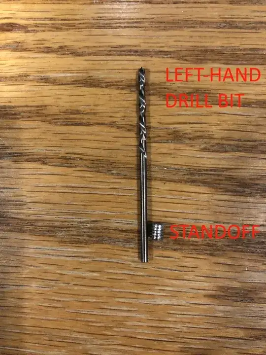 left-handed drill bit and standoff removed