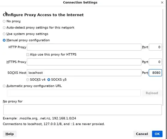 Firefox proxy settings dialog