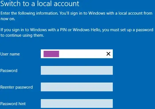Create local account