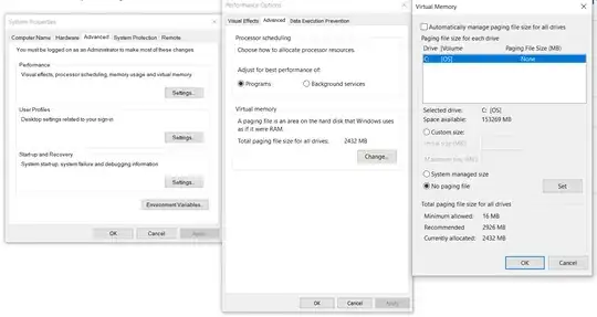 Screen shot of paging settings