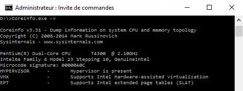 Here you can see my CPU is missing every feature needed to run Hyper-V