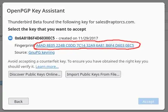 Same modal now displaying the fingerprint of the key with a hyperlink, as well as the source of the key as "GnuPG Keyring"