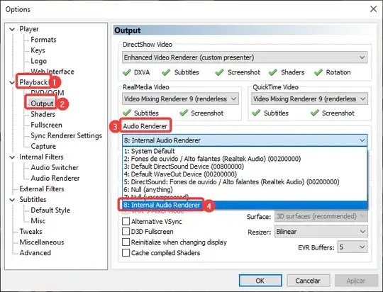 Audio renderer settings