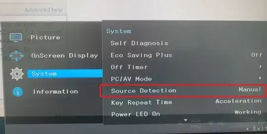 Photo of System>Source Detection menu Photo of System>Source Detection menu