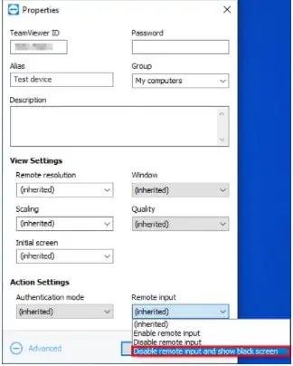 black-screen-option-contact-properties