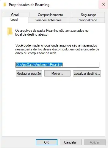 Changing folder location