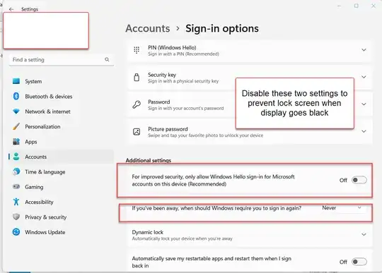 Disable Windows Hello for display off