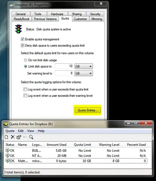 Quota and Quota Entries dialog