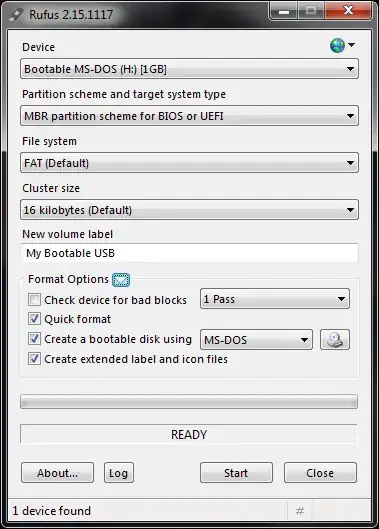 Rufus main interface