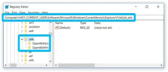 The .ahk key inside the FileExts key in Registry Editor