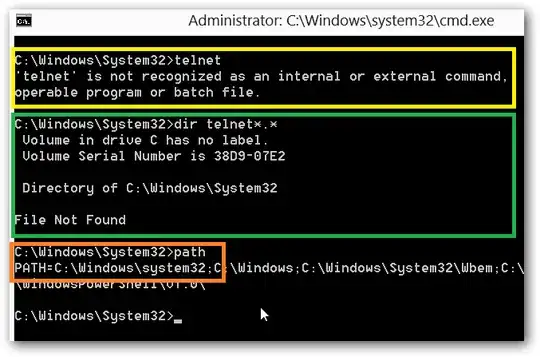 run telnet in cmd result